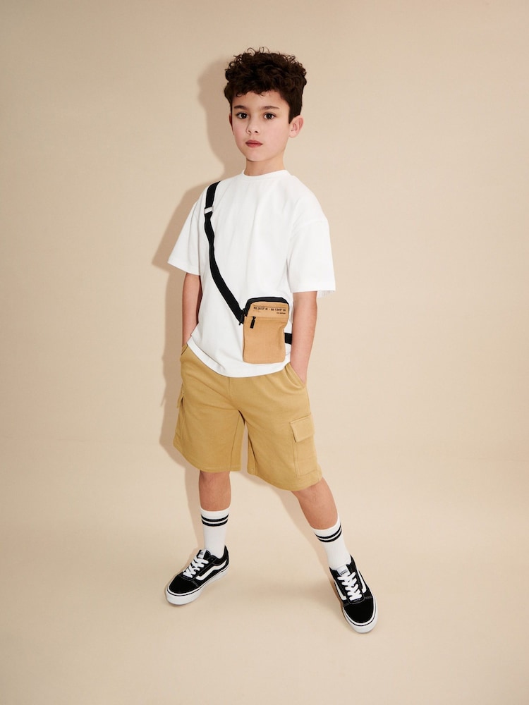 White/ Stone Utility Bag Short Sleeves 100% Cotton T-Shirt and Shorts Set (3-16yrs) - Image 2 of 7