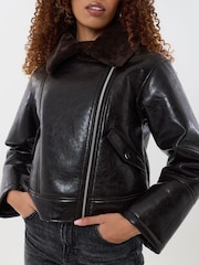 Threadbare Faux Suede Biker Jacket - Bilde 3 av 5