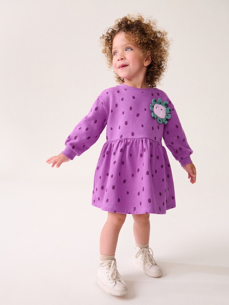 Purple Character Long Sleeve Jumper Dress (3mths-7yrs) - Image 2 of 7 Purple Character Long Sleeve Jumper Dress (3mths-7yrs) - Image 2 of 7