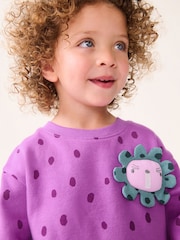 Purple Character Long Sleeve Jumper Dress (3mths-7yrs) - Image 4 of 7