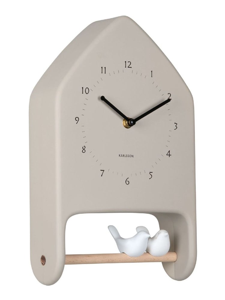 Karlsson Warm Grey Love Birds Jungle Wall Clock - Image 1 of 5