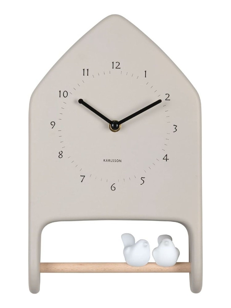 Karlsson Warm Grey Love Birds Jungle Wall Clock - Image 2 of 5