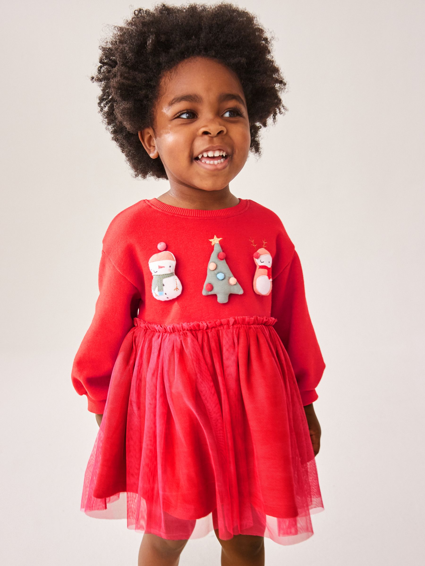 Buy Red Christmas Mesh 2 in 1 Sweatshirt Dress 3mths 7yrs from Next Luxembourg