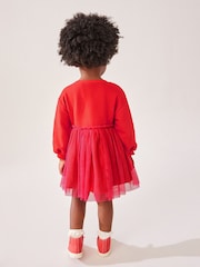Red Christmas Mesh 2-in-1 Sweatshirt Dress (3mths-7yrs) - Image 3 of 7
