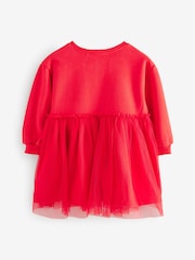 Red Christmas Mesh 2-in-1 Sweatshirt Dress (3mths-7yrs) - Image 6 of 7
