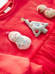Red Christmas Mesh 2-in-1 Sweatshirt Dress (3mths-7yrs) - Image 7 of 7