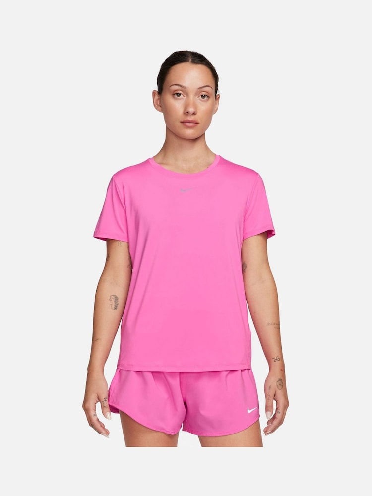 Nike Bright Pink One Classic Dri-FIT Short Sleeve Top - Image 1 of 6