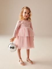 Pink Character Long Sleeve Mesh Dress (3mths-7yrs) - Image 1 of 7
