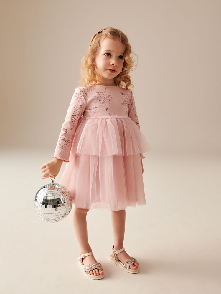 Pink Character Long Sleeve Mesh Dress (3mths-7yrs) - Image 1 of 7