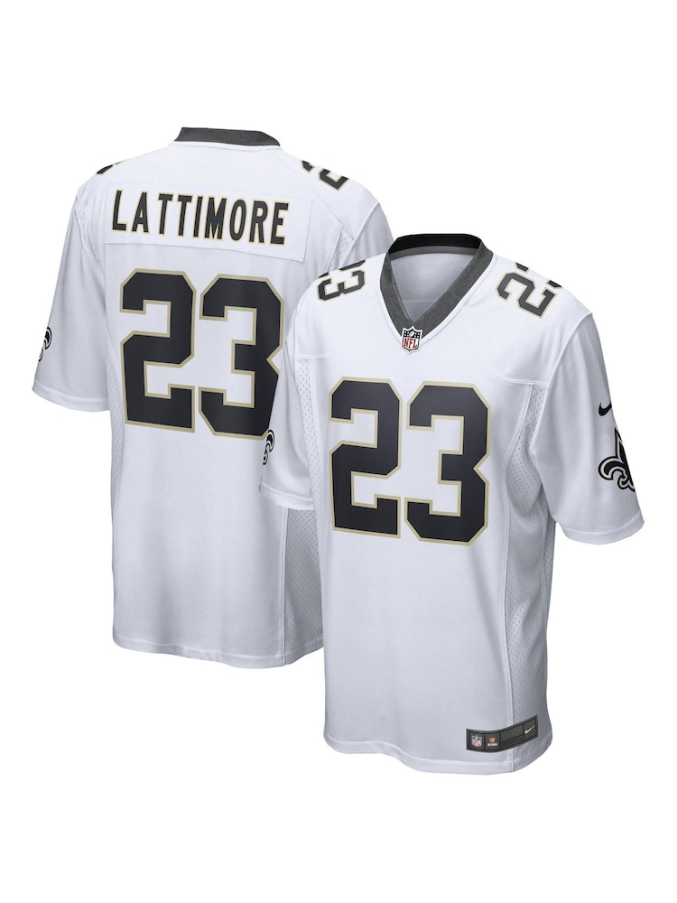 Nike White NFL New Orleans Saints Road Game Jersey - Marshon Lattimore - Image 1 of 3