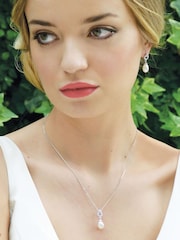 Ivory & Co Rhodium Stockholm And Pearl Circle Drop Set - Image 4 of 5