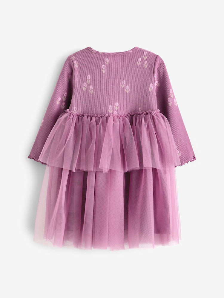 Purple Long Sleeve Mesh Dress (3mths-7yrs) - Image 2 of 3 Purple Long Sleeve Mesh Dress (3mths-7yrs) - Image 2 of 3