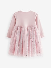 Pink Bunny Long Sleeve Mesh Dress (3mths-7yrs) - Image 3 of 7