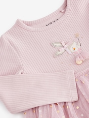 Pink Bunny Long Sleeve Mesh Dress (3mths-7yrs) - Image 5 of 7