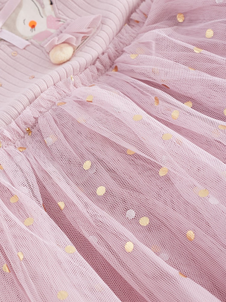 Pink Bunny Long Sleeve Mesh Dress (3mths-7yrs) - Image 7 of 7