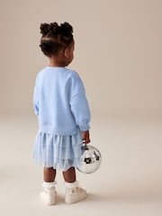 Pale Blue Sparkle Sweat Mesh Dress (3mths-7yrs) - Image 4 of 7