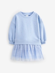 Pale Blue Sparkle Sweat Mesh Dress (3mths-7yrs) - Image 5 of 7