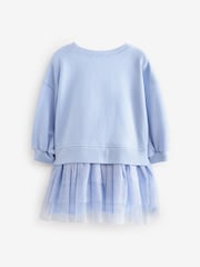 Pale Blue Sparkle Sweat Mesh Dress (3mths-7yrs) - Image 6 of 7