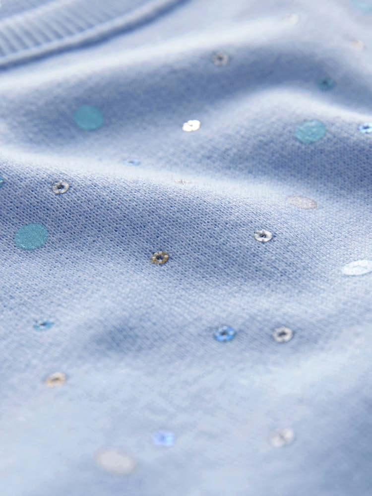 Pale Blue Sparkle Sweat Mesh Dress (3mths-7yrs) - Image 7 of 7