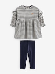 Navy/White Long Sleeve Dress and Leggings (3mths-7yrs) - Image 2 of 5