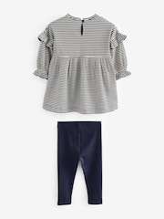 Navy/White Long Sleeve Dress and Leggings (3mths-7yrs) - Image 3 of 5