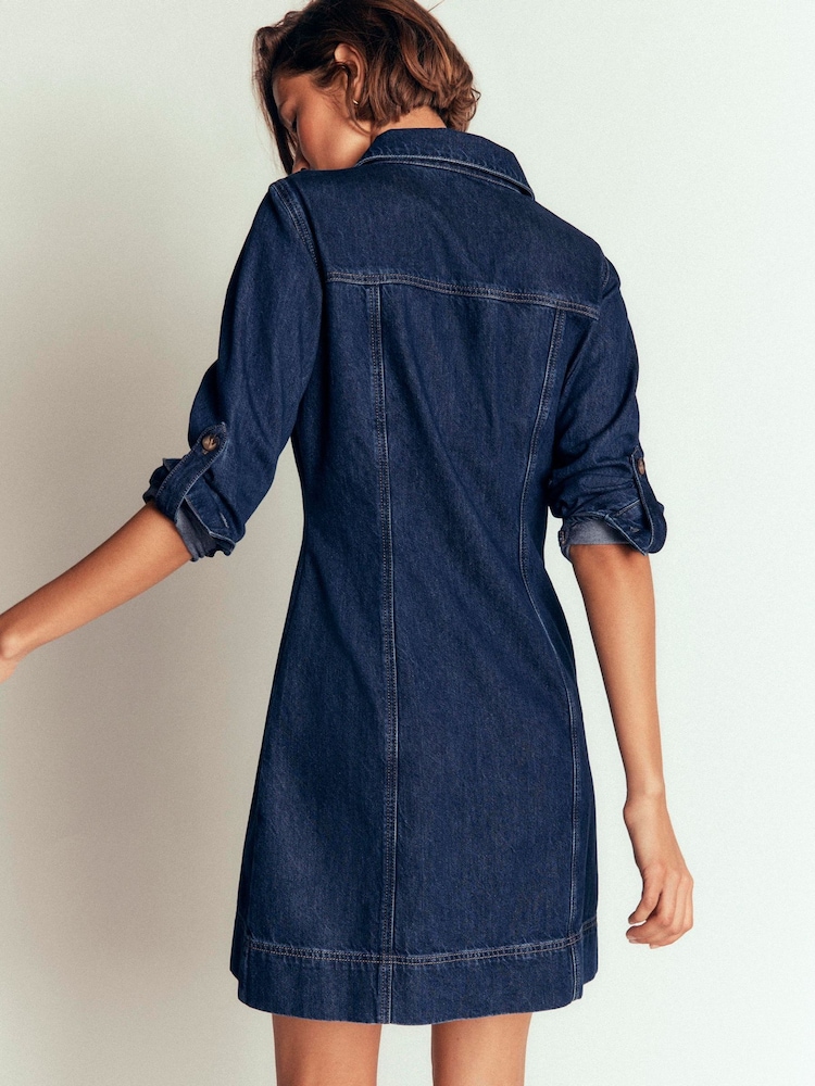 Boden Blue Fleur Denim Short Dress - Image 2 of 6