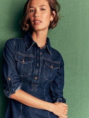 Boden Blue Fleur Denim Short Dress - Image 4 of 6