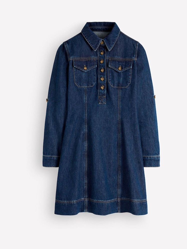Boden Blue Fleur Denim Short Dress - Image 6 of 6