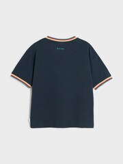 Paul Smith Junior Boys Navy Short Sleeve Artist Stripe 100% Cotton T-Shirt - Image 2 de 9