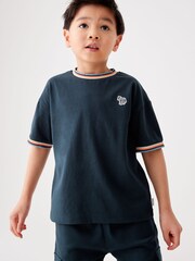 Paul Smith Junior Boys Navy Short Sleeve Artist Stripe 100% Cotton T-Shirt - Image 6 de 9