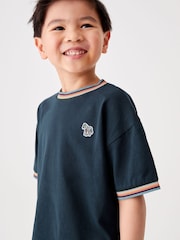 Paul Smith Junior Boys Navy Short Sleeve Artist Stripe 100% Cotton T-Shirt - Image 7 de 9