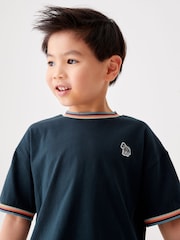 Paul Smith Junior Boys Navy Short Sleeve Artist Stripe 100% Cotton T-Shirt - Image 8 de 9