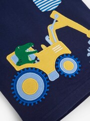 JoJo Maman Bébé Navy T-Rex & Digger Appliqué T-Shirt - Image 2 of 2