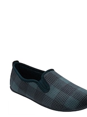 Lotus Blue Check-Print Full Slippers - Image 1 of 4