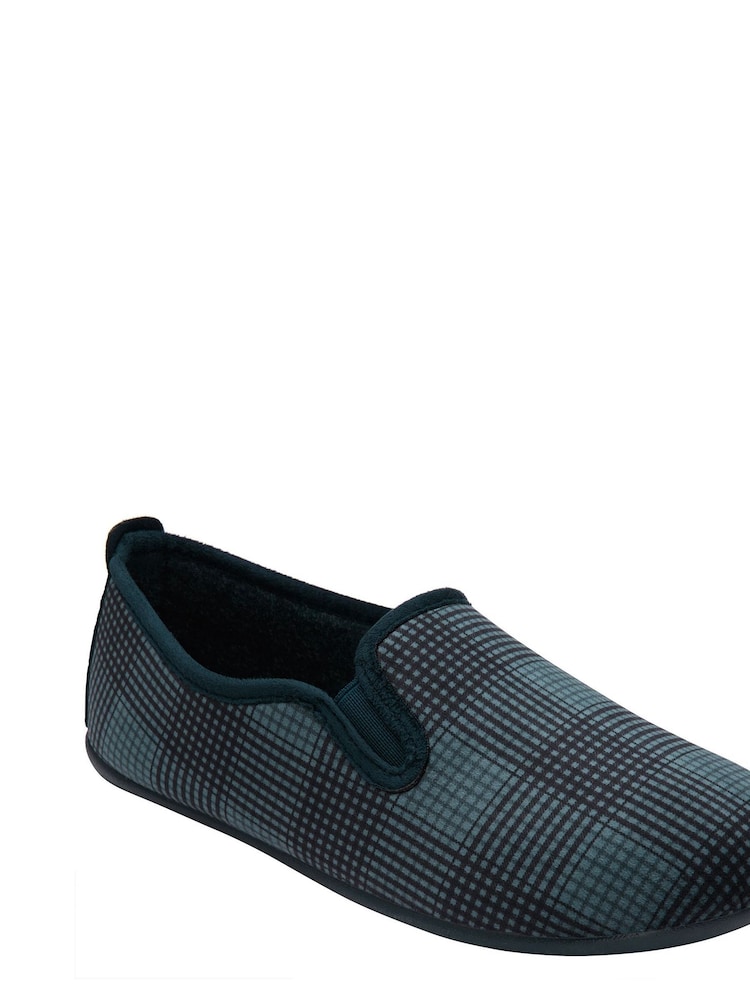 Lotus Blue Check-Print Full Slippers - Image 1 of 4