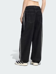 adidas Originals Black High Rise Barrel Leg Denim Joggers - Image 2 of 5