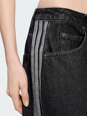 adidas Originals Black High Rise Barrel Leg Denim Joggers - Image 3 of 5