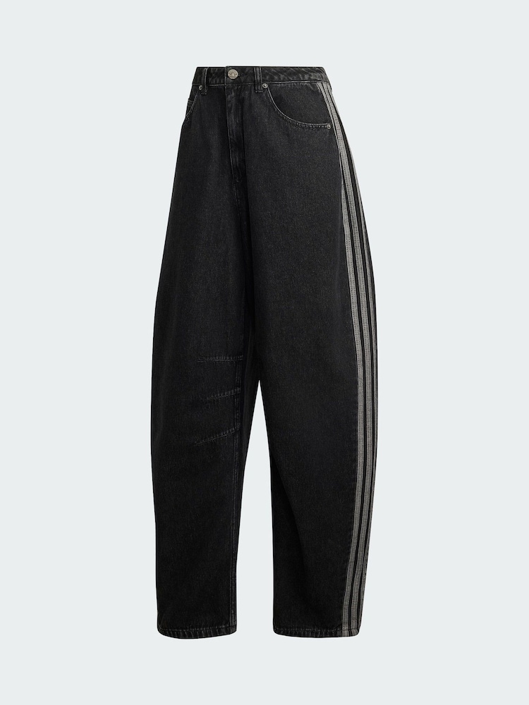 adidas Originals Black High Rise Barrel Leg Denim Joggers - Image 5 of 5 adidas Originals Black High Rise Barrel Leg Denim Joggers - Image 5 of 5