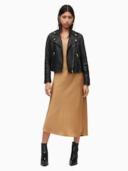 AllSaints Gold Trim Trim Dalby Biker Jacket - Image 3 of 8