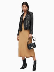 AllSaints Gold Trim Trim Dalby Biker Jacket - Image 4 of 8