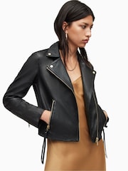 AllSaints Gold Trim Trim Dalby Biker Jacket - Image 6 of 8