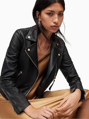 AllSaints Gold Trim Trim Dalby Biker Jacket - Image 7 of 8