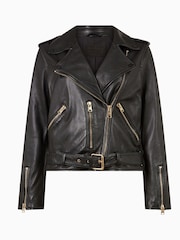 AllSaints Gold Trim Trim Dalby Biker Jacket - Image 8 of 8