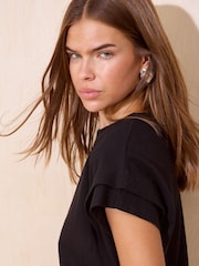 Friends Like These Black Tuck Detail T-Shirt - Image 2 of 5