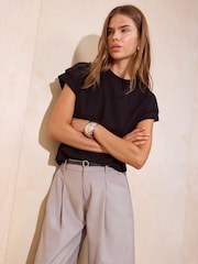 Friends Like These Black Tuck Detail T-Shirt - Image 4 of 5