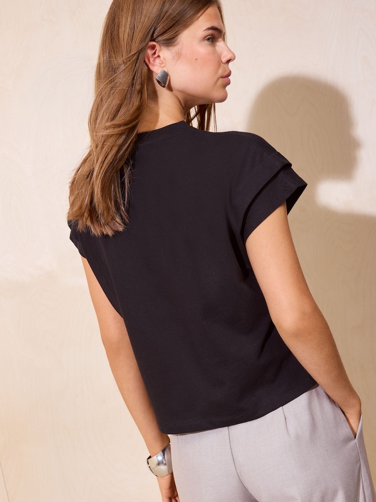 Friends Like These Black Tuck Detail T-Shirt - Image 5 of 5 Friends Like These Black Tuck Detail T-Shirt - Image 5 of 5