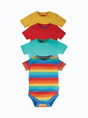 Pack de 4 bodis de manga corta con detalle de arcoíris en algodón orgánico de Frugi - Imagen 1 de 6