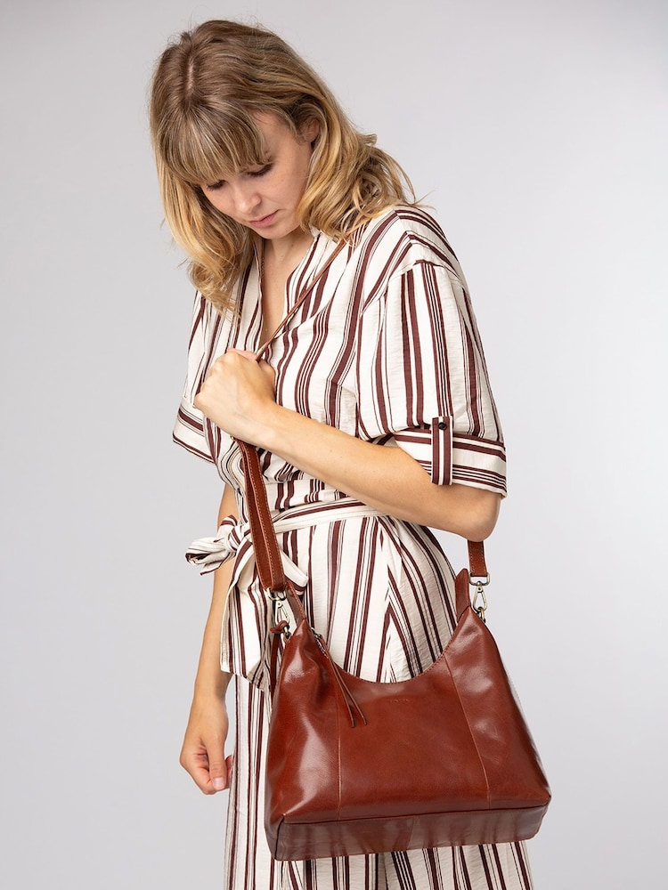 Conkca Brown 'Poppy' Leather Shoulder Bag - Image 1 of 6 Conkca Brown 'Poppy' Leather Shoulder Bag - Image 1 of 6
