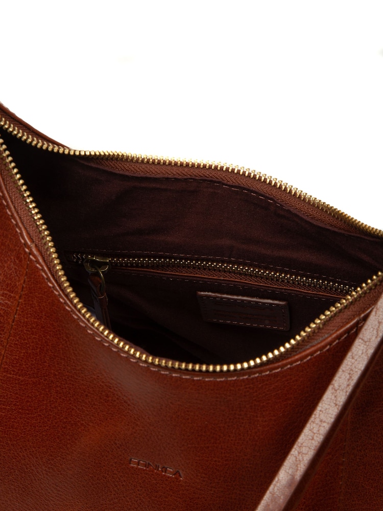 Conkca Brown 'Poppy' Leather Shoulder Bag - Image 6 of 6 Conkca Brown 'Poppy' Leather Shoulder Bag - Image 6 of 6