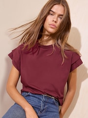 Friends Like These Aubergine Purple Tuck Detail T-Shirt - Image 3 of 4